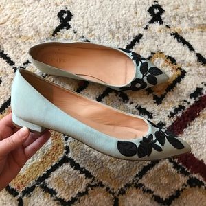 J.Crew Seafoam Satin pointed toe flats - 8.5
